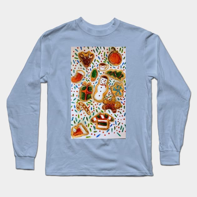 Frosted and Festive Cookie Collage Long Sleeve T-Shirt by Animal Surrealism